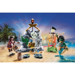 Playmobil - Pirates 71420 Nascondiglio del tesoro pirata, alla ricerca del teschio di cristallo, un  emozionante mondo subacqueo