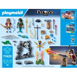 Playmobil - Pirates 71420 Nascondiglio del tesoro pirata, alla ricerca del teschio di cristallo, un  emozionante mondo subacqueo