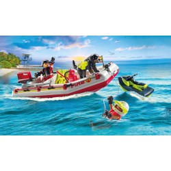Playmobil - Act!on Heroes 71464 - Gommone dei pompieri e acquascooter, inclusi maschere da sub e pinne, giochi di ruolo diverten