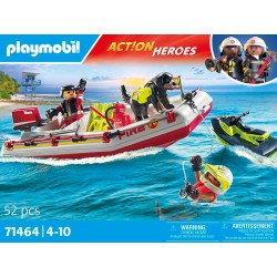 Playmobil - Act!on Heroes 71464 - Gommone dei pompieri e acquascooter, inclusi maschere da sub e pinne, giochi di ruolo diverten