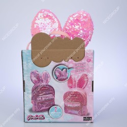 Nice Group - Girabrilla Bunny Backpack Pink, Zainetto Coniglio Rosa con Paillettes - NICE19081