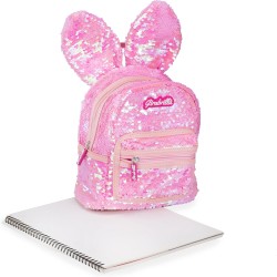 Nice Group - Girabrilla Bunny Backpack Pink, Zainetto Coniglio Rosa con Paillettes - NICE19081