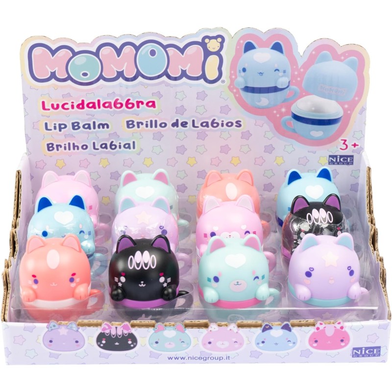 Nice Group - MOMOMI Kuchicappu Lipgloss, 1 Lucidalabbra a Tazzina con Tappo a forma di Gatto a sorpresa - NICE48540