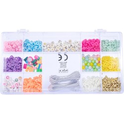 Nice Group - Pop Set di Perline per Creare Braccialetti e collane, Multicolore, 500 - NICE87042