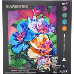 Nice Group - Diamantiny - Quadro Orchidea Dipingi coi Numeri, Multicolore, 22 x 30 x 1,5 cm - NICE96563