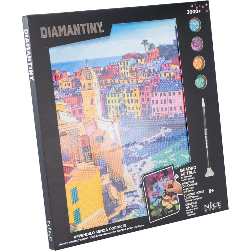 Nice Group - Diamantiny - Quadro Cinque Terre Dipingi coi Numeri, Multicolore, 22 x 30 x 1,5 cm - NICE96567