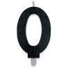 Candelina Sweety colore Nero Glitter, cera, 9 cm Numero 0, DI73880