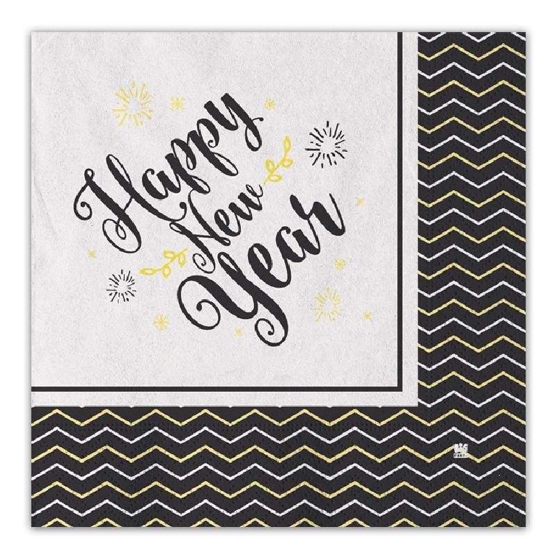 Tovaglioli Capodanno 33x33 Happy New Year 20 pz, DI30322