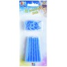 12 Candeline Classiche 8 cm con supporto, celesti, DI70402