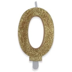 Candelina Numero 0, Oro Gold Glitter, 9cm, DI73890