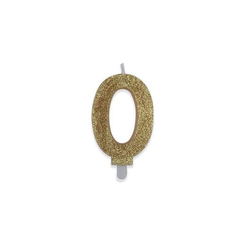 Candelina Numero 0, Oro Gold Glitter, 9cm, DI73890