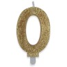 Candelina Numero 0, Oro Gold Glitter, 9cm, DI73890