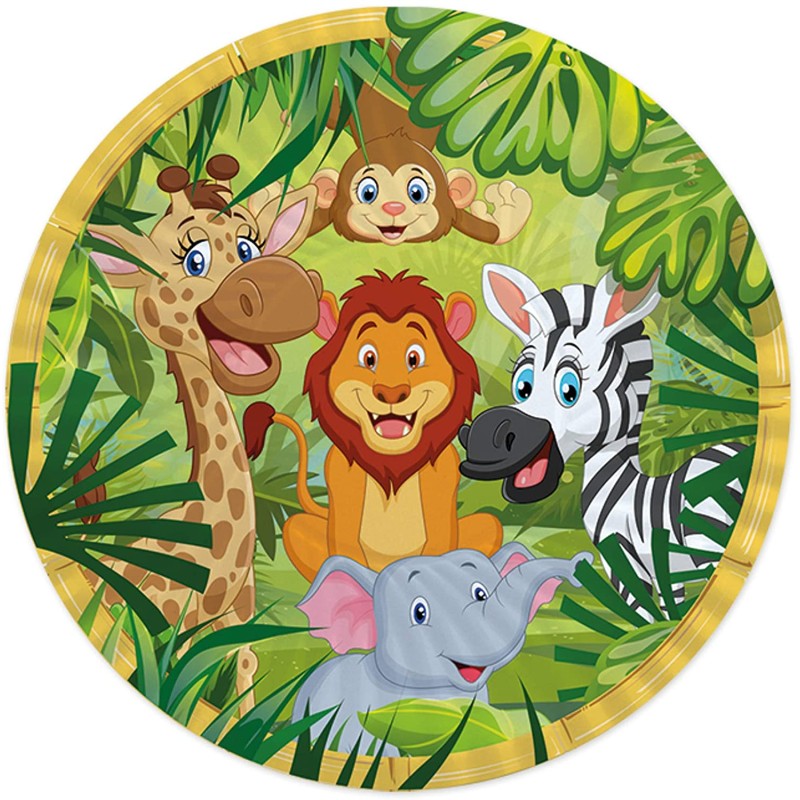 28 pz. Piatti tema Animali della Giungla 24cm, DI60526 28 pz. Piatti tema Animali della Giungla 24cm, DI60526