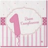 20 Tovaglioli 33 x 33 cm Buon Primo Compleanno Rosa