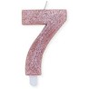 Candelina a forma di 7 per Torta, Glitterata Rosa Gold, Cm. 9, DI74357