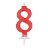 Candela Cera Rossa Numero 8  Cm.7, DI73478