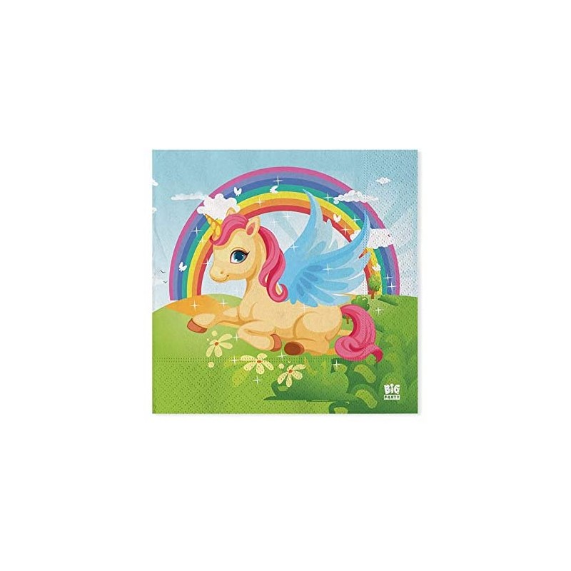 20 Tovaglioli di Carta con Stampa Unicorno, Multicolore, DI62048