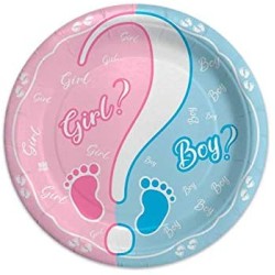 8 Piatti Ã˜ 18cm di Carta, Boy and Girl, baby Shower, DI74300