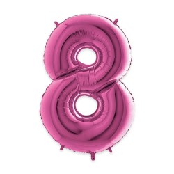 Palloncino Mylar Fuxia, 102cm, Numero 8, DI42988