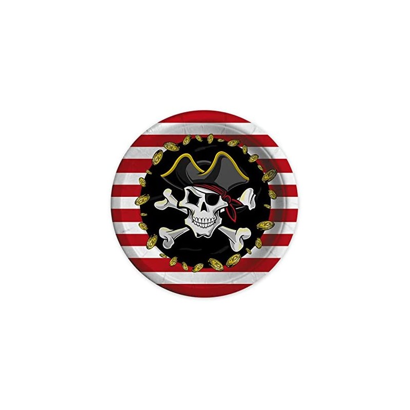 Piatti Carta PIRATES pz.8, Ø cm.18, tema pirati, DI61761 Piatti Carta PIRATES pz.8, Ø cm.18, tema pirati, DI61761