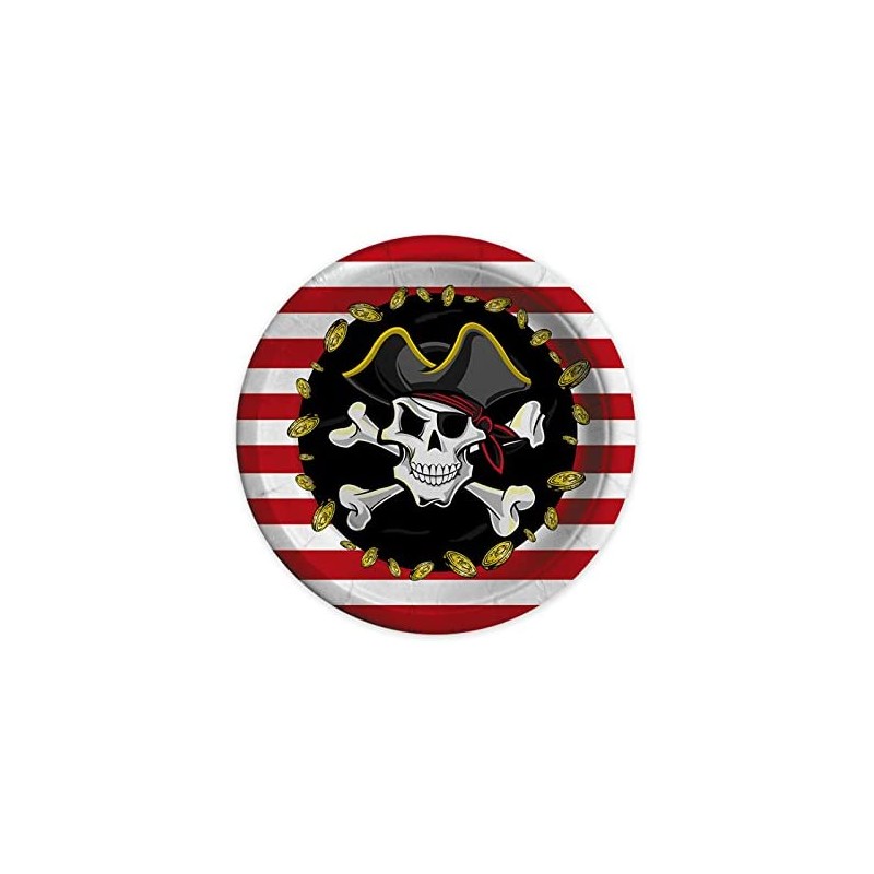 Piatti Carta PIRATES pz.8, Ã˜ cm.18, tema pirati, DI61761