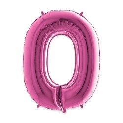 Palloncino Mylar Fuxia 102cm, Numero 0, DI42980