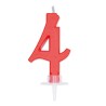 Candelina in cera, Italic colore rosso, 7 cm Numero 4, DI73474
