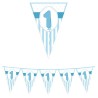 Festone Bandierine in plastica 600 x 25 cm Buon Primo Compleanno Celeste, DI14786