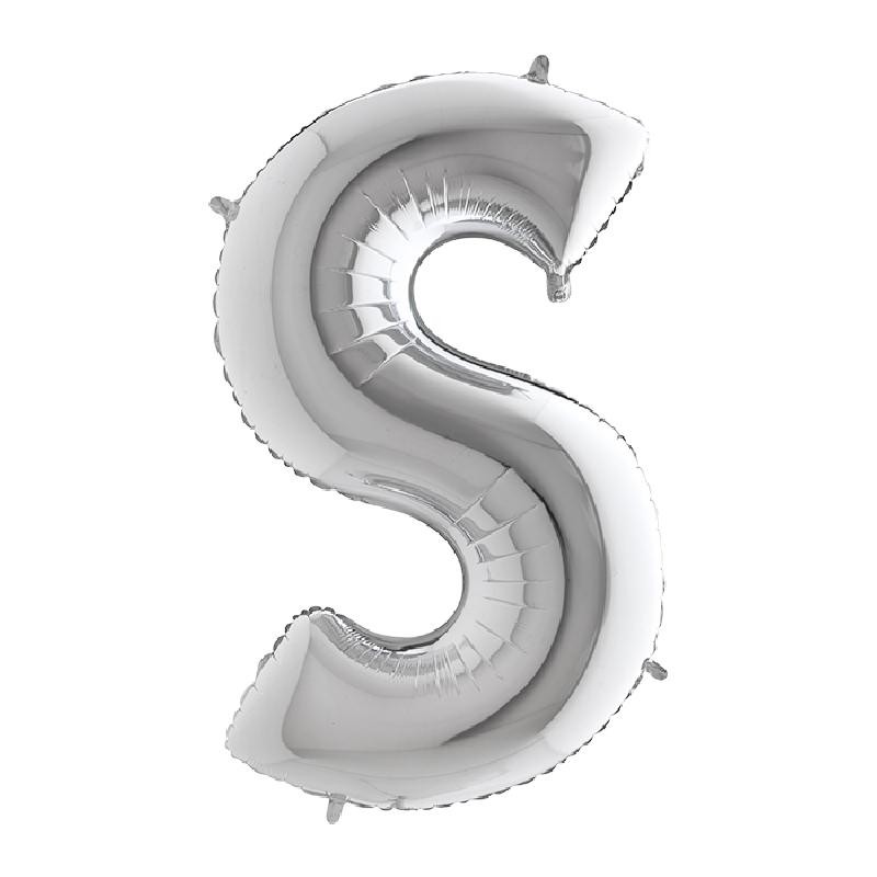 Palloncino Mylar Argento 102cm, Lettera S, DI42048