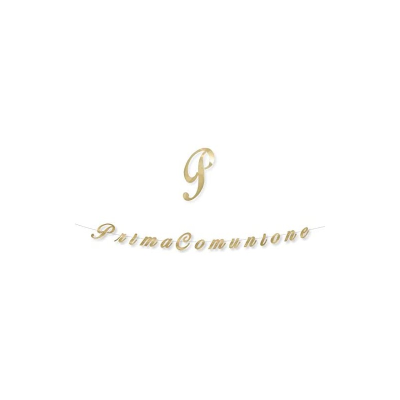 Festone con Scritta Prima Comunione, dorato, 300x15cm, DI74414