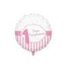 Palloncino Mylar 45cm, Buon Primo Compleanno, colore Rosa, DI42353