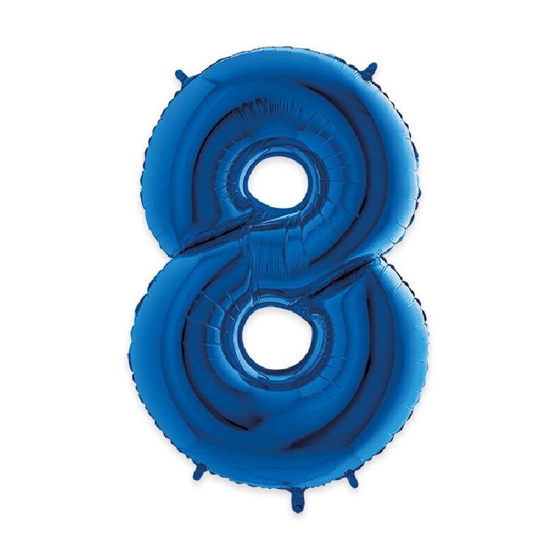 Palloncino Mylar Blu 102cm, Numero 8, DI42998