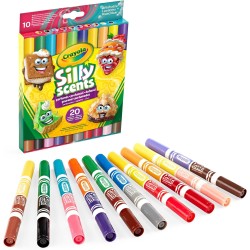 Crayola - Silly Scents, Pennarelli Profumati Lavabili Doppia Punta Maxi, Confezione da 10 pezzi, 20 Colori e 20 Profumi differen