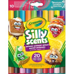 Crayola - Silly Scents, Pennarelli Profumati Lavabili Doppia Punta Maxi, Confezione da 10 pezzi, 20 Colori e 20 Profumi differen