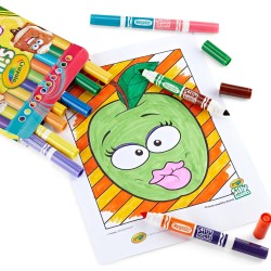 Crayola - Silly Scents, Pennarelli Profumati Lavabili Doppia Punta Maxi, Confezione da 10 pezzi, 20 Colori e 20 Profumi differen