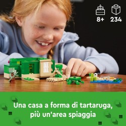 LEGO Minecraft - Beach House della Tartaruga, Modellino di Casa Giocattolo da Costruire, con Personaggi, Animali e Accessori, Re