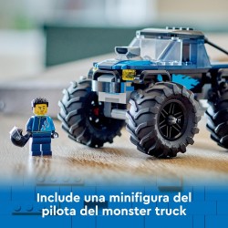 LEGO City - Monster Truck Blu, Giocattolo Fuoristrada Off-Road da Costruire, con Costruzioni, Regalo Divertente con Minifigure d