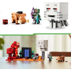 LEGO - Minecraft Agguato nel Portale del Nether, da 8 Anni in su, Set con Scene di Battaglia e Personaggi Iconici, 21255