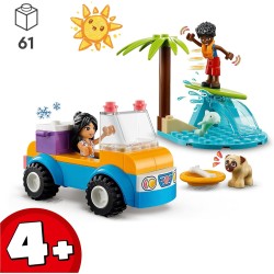 LEGO - Friends Divertimento sul Beach Buggy con Macchina Giocattolo, Tavola da Surf, Mini Bamboline, Delfino e Cane, 41725