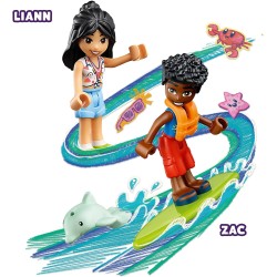 LEGO - Friends Divertimento sul Beach Buggy con Macchina Giocattolo, Tavola da Surf, Mini Bamboline, Delfino e Cane, 41725