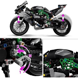 LEGO - Technic Motocicletta Kawasaki Ninja H2R, Modellino di Moto Giocattolo in Scala da Costruire, Veicolo da Esposizione con S