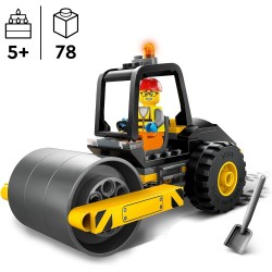 LEGO - City Rullo Compressore, Set di Costruzioni Giocattolo da 5 Anni in su, Veicolo Stradale da Cantiere con Minifigure dell O
