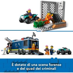LEGO - City Camion Laboratorio Mobile della Polizia, con Veicolo Quad Bike da Costruire e Minifigure di 2 Agenti, 1 Scienziato e
