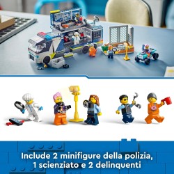 LEGO - City Camion Laboratorio Mobile della Polizia, con Veicolo Quad Bike da Costruire e Minifigure di 2 Agenti, 1 Scienziato e