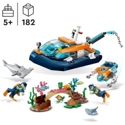 LEGO - City Batiscafo Artico, Barca con Mini-Sottomarino e Animali Marini come Squalo, Granchio, Tartaruga e Manta, Set Immersio