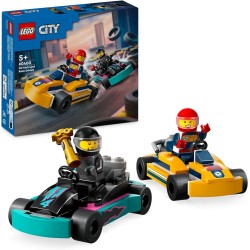 LEGO - City Go-Kart e Piloti, Modellini da Costruire di Mini Go Kart da Corsa con 2 Minifigure di Piloti, 60400