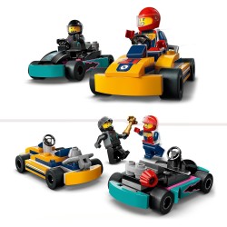 LEGO - City Go-Kart e Piloti, Modellini da Costruire di Mini Go Kart da Corsa con 2 Minifigure di Piloti, 60400