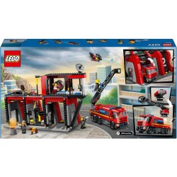LEGO - City Caserma dei Pompieri e Autopompa, Stazione con Camion Giocattolo d Emergenza, 6 Minifigure, Cane e Accessori, 60414