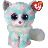 Ty Plush - Peluche Beanie Boos Gatto - Opal Azzurro, Bianco e Rosa - Gattino con occhioni e orecchie glitter viola - T36376