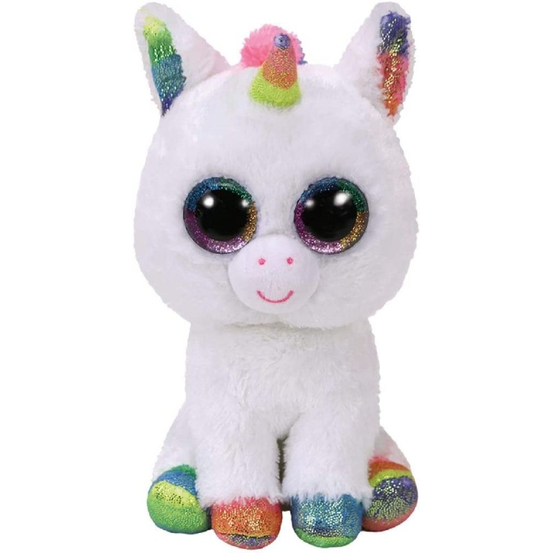 Ty Plush - Peluche Beanie Boos Unicorno - Pixy Occhioni, zampine, Orecchie e Corno Arcobaleno Glitter - T36852